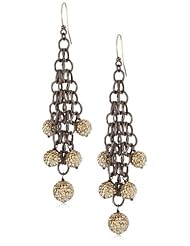Deanna Hamro Atelier "Woven Mesh" Crystal Golden Shadow Pave Ball Earrings