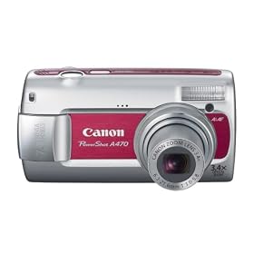 Red Canon PowerShot A470 Digital Camera - Front View
