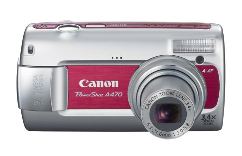 Canon PowerShot A470 7MP Digital Camera with 3.4x Optical Zoom (Red)