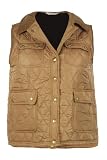 Quilted gilet with brass popper fastenings and corduroy collar