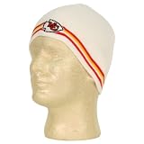 Kansas City Chiefs Uncuffed Winter Knit hat Beanie - 2 Stripe White