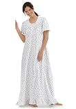 Jessica London Plus Size Long Cotton Knit Gown By Dreams & Co White Rosebud,L
