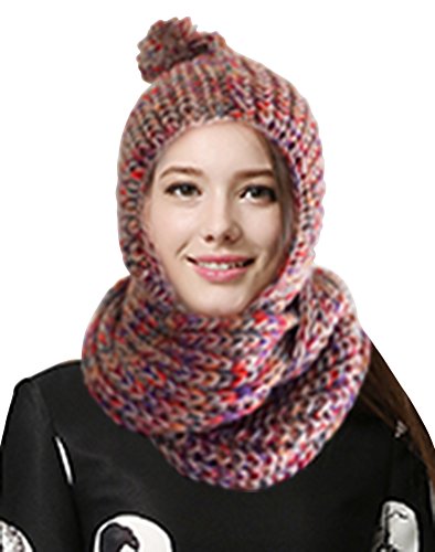 Women Winter Fashion Knit Crochet Hooded Infinity Scarf