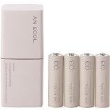 ELECOM キャップをひねるだけの簡単設計 充電池AN ECOL(アン エコル) 充電器・単3充電池4本セット アイボリー DE-JJ43P4IVの画像