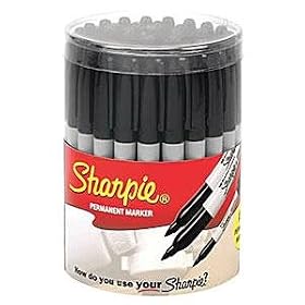 Sharpie Permanent Marker 35010 Fine Point, Black (Canister with 36 Pens)