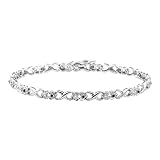 10K White Gold 1/4 ct. Alternating Black and White Diamond Heart Bracelet