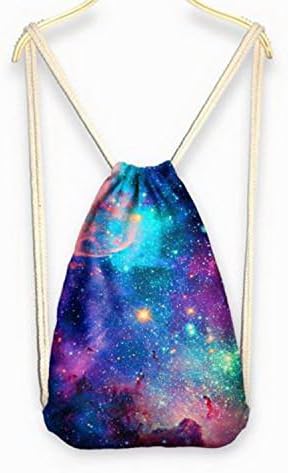 Pixel backpack - 2016 Womens Galaxy/Cat/Unicorn 3D Print Rope Backpack Bucket Canvas Bags Satchel style Colorful Galaxy