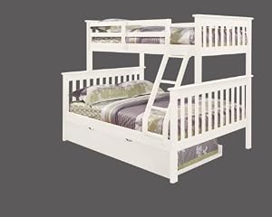 Bunk Bed Twin over Full Mission Style with Trundle in White by DONCO