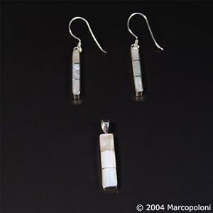 Mother of Pearl Segmented Hook Earrings and Pendant Set