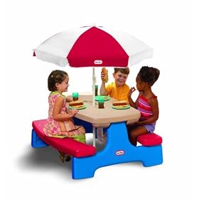 discount Little Tikes Easy Store Large Picnic Table with Umbrella for sale