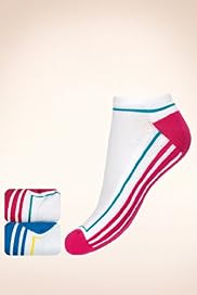 2 Pairs of Cotton Rich Striped Trainer Liner Sports Socks
