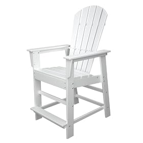 Polywood Outdoor Furniture South Beach Counter Chair, White-Recycled Plastic Materials