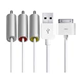 AV RCA Audio Video Cable for Apple iPod iPad 1 2 iPhone 4G 4S DG-A1208 White by digiwarehouse
