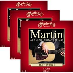 Martin M140 Light Acoustic Guitar Strings - 3 Pack (Standard)