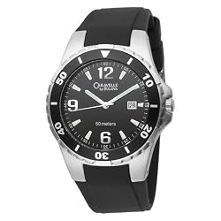 Caravelle by Bulova Men's 45B35 Rubber Strap Black Dial Watch