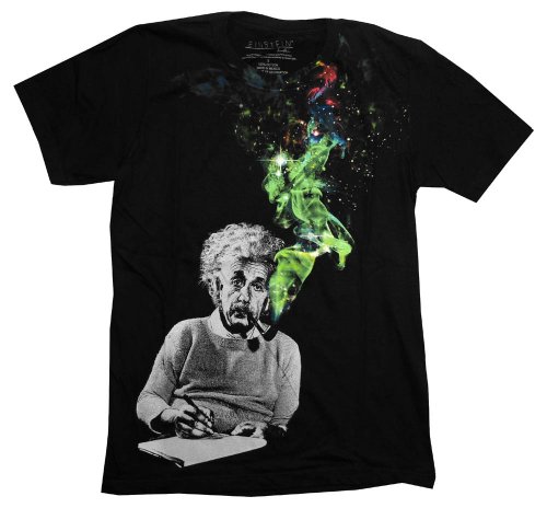 Albert Einstein Smoking Colors Men's Black T-Shirt