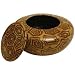 Mustard and Brown Lacquered Bamboo Bowl with Lid