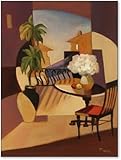 Room With A Balcony HIGH QUALITY CANVAS Print With Light Added BRUSHSTROKES Fara Bell 18x24