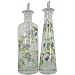 Set of 2 Decorative Glass Olive Oil Bottle Pourers- Hand Painted Olives and Branches