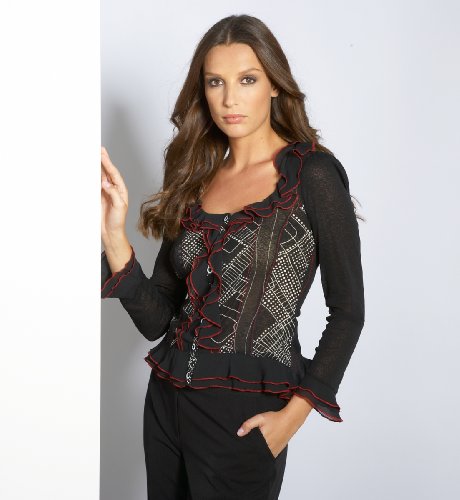 Per Una Geometric Mesh Blouse