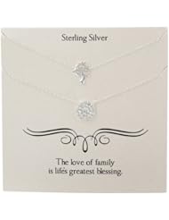 Sterling Silver Duo Necks, Crystal Disc and Tree Necklace, 16"+2" Extender