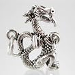 Detailed Dragon Pendant or Charm in Sterling Silver, #9517