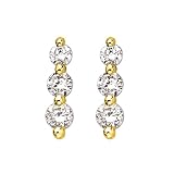 3 Cubic Zirconia Earrings 2 ct. in Gold Plated Sterling Silver
