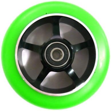 Ten Eighty 5 Spoke 100mm Stunt Scooter Wheel - Black Alloy Core & Green Tyre