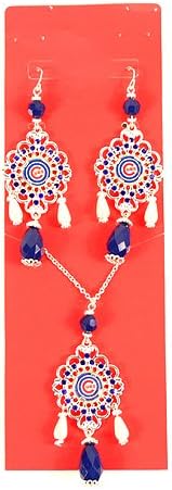 MLB Chicago Cubs Baroque Necklace and Earring Set