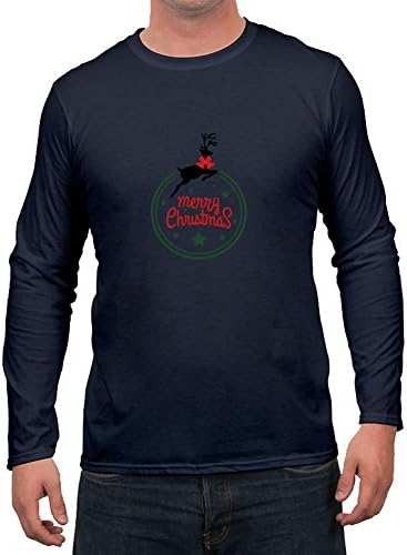 Designed Navy Men Fashionalble Large Diatinguish Merry Christmas Ornament Cotton Shirts