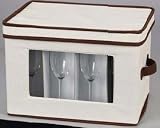 Household Essentials 544 Glass-Stemware Storage Chest for Fluted-Style Stemware, Tan