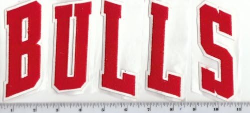 NBA Chicago Bulls RED 5 Piece Letter Embriodered Patch Set 4" high x 1 1/2" wide