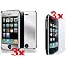 Three (3x) Clear Screen Protector Covers and Three (3x) Mirror Screen Protector Film Covers for iPhone 3G/3GS