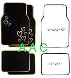 A Set of 4 Universal Fit Plush Carpet Floor Mats for Cars / Truck - Hearts Yellow