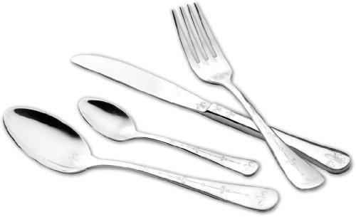Esmeyer 156-308 Besteck Sylvia 18/8, mit gelasertem Design Lilie, 24-teilig poliert