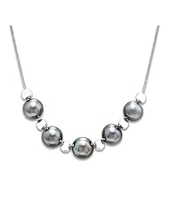 Tahitian Black Pearl Necklace in Sterling Silver (9-10mm)