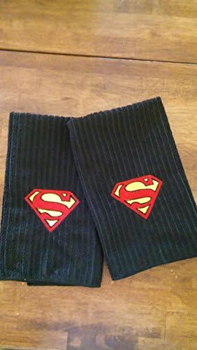 Set of 2 Embroidered Superman Kitchen Towels