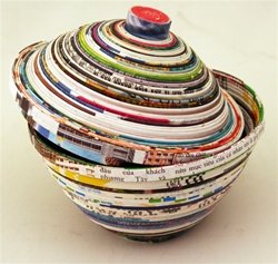Recycled Magazine Lidded Bowl