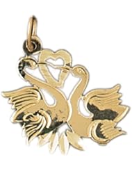 Dazzlers Solid 14k Gold Swans Charm Pendant Available in three colors from jewelsberry (weights: 1.0 grams only)