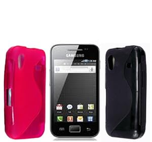A PACK OF RED + BLACK COLOUR GEL PROTECTION CASE COVER FOR SAMSUNG GALAXY ACE S5830