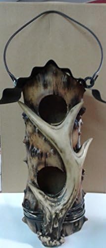 RUSTIC DEER ANTLER TIN ROOF BIRD HOUSE