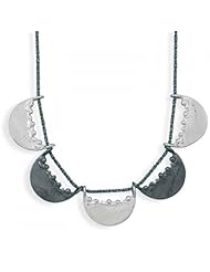 MMA Silver - 18 inch Oxidized Necklace with 5 Half Circle Design