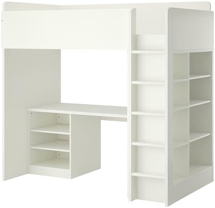 STUVA, Loft bed combo w 2 shlvs/3 shlvs, white
