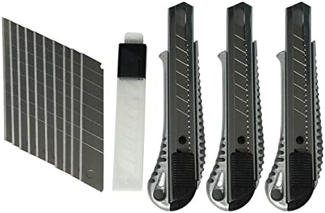 3 Pk Heavy Duty Safety Utility Knives with 10 Extra Blades