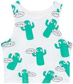 Summer Style Letters Printed Elastic Cactus Crop Tops for Women