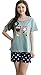 Betusline Women Short Sleeves Pajama Cartoon Prints Dots Shorts Cute Gray