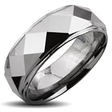 Tungsten Carbide Faceted Ring With Drop Down Edges