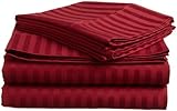 Egyptian Cotton 300 Thread Count Queen Waterbed Sheet Set Stripe, Burgundy