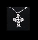 Brand New Religious Celtic Cross Genuine Pewter Pendant Steel Chain Necklace