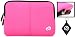 Le Pan Neoprene Sleeve Case with Dual Hidden Pocket For Le Pan TC 970 9.7 Inch Multi-Touch Android Tablet PC Color Magenta - Black + NuVur  keychain (ND10FTM1)